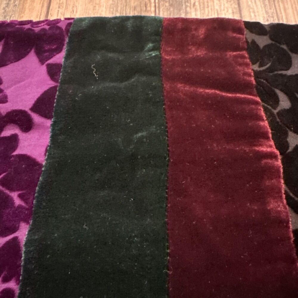 Burnout Velvet Scarf Jewel Tone Floral Boho Gothic Whimsigoth Grunge Lagenlook - Picture 6 of 10